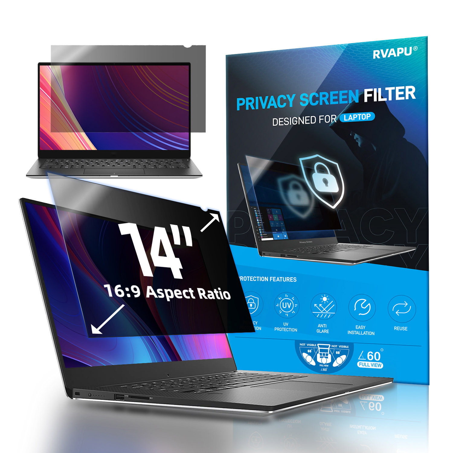 Privacy Screen Filter - لأجهزة الكمبيوتر المحمول 14 بوصة الخصوصية