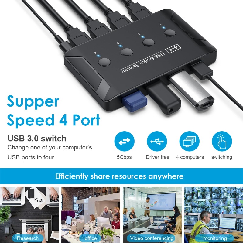 محول تحويل USB3.0 KVM 4 مداخل  - مراجعة Laptop Accessories Women وسعره