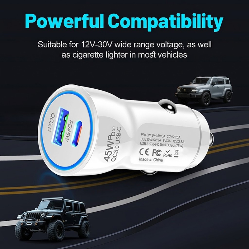 شاحن سيارة سريع الشحن بقوة 45  - مراجعة Usb C Power Adapter وسعره